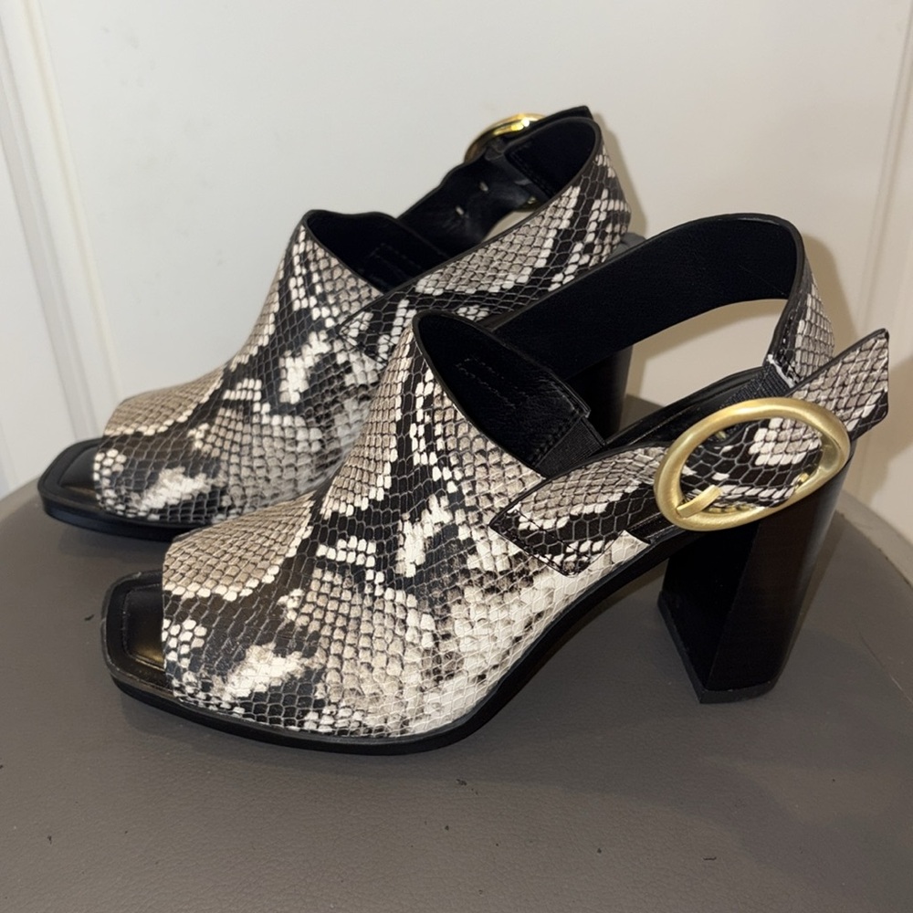 Franco Sarto Womens Walter Heeled Slingback Sandals, Size 6.5 M Gray/Black/White
